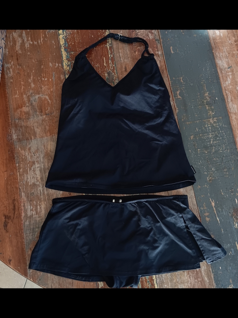 Kenneth Cole Women's Black Tankini with Swim Skirt